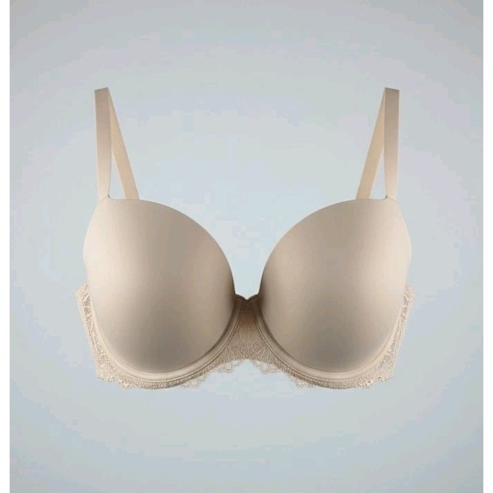 Auden Lightly Lined Strapless Bra Size 46C Full Coverage Beige Nude Underwire